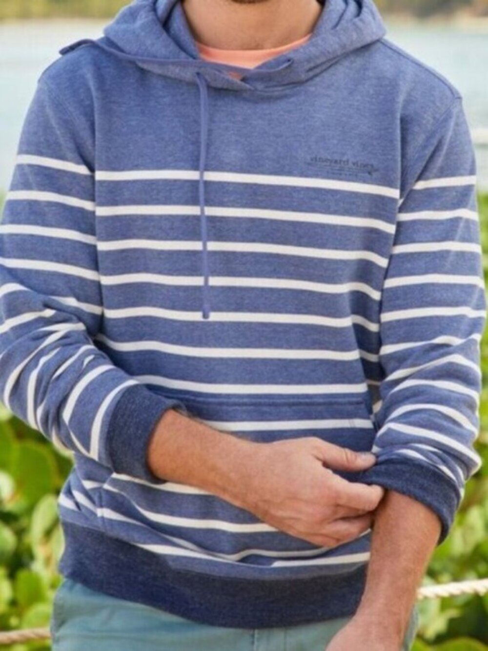 Vineyard Vines Blue and White Surfside Striped Hoodie